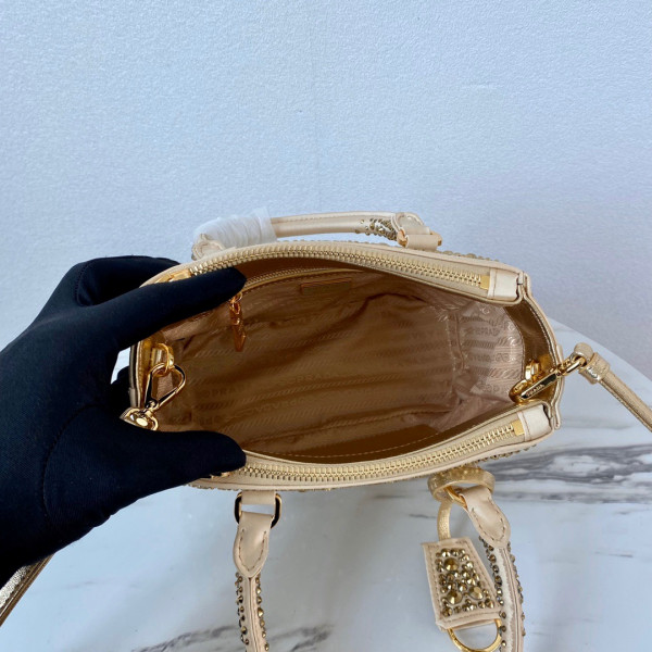 HOT SALE PRADA Galleria satin mini-bag with crystals