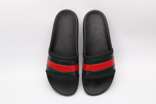 HOT SALE GUCCI Web rubber slide sandal