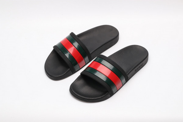 HOT SALE GUCCI Web rubber slide sandal