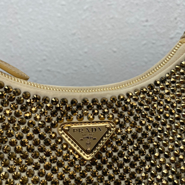 HOT SALE Prada Re-Edition 2005 satin bag with crystals