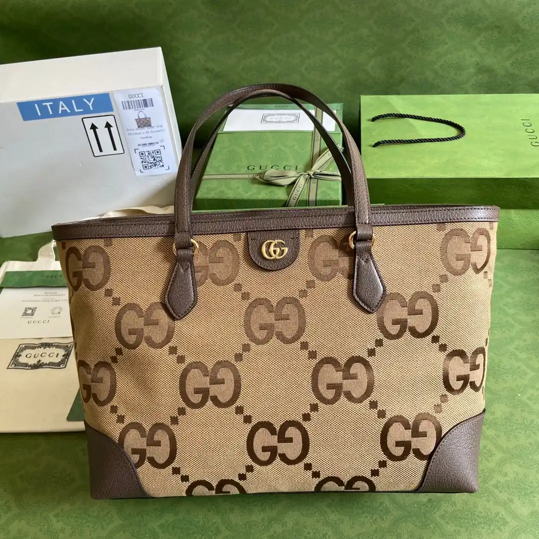 First bag ru GUCCI Ophidia GG medium tote with jumbo GG