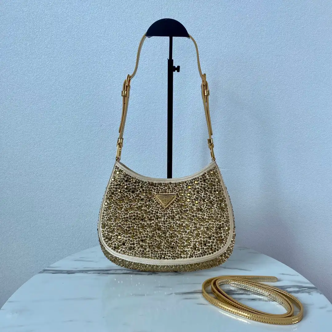 PRADA Cleo satin bag with appliqués