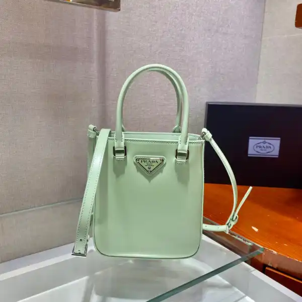 PRADA Small brushed leather tote