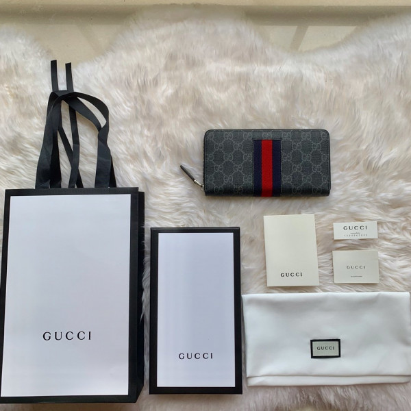 HOT SALE GUCCI LEATHER ZIP AROUND WALLET