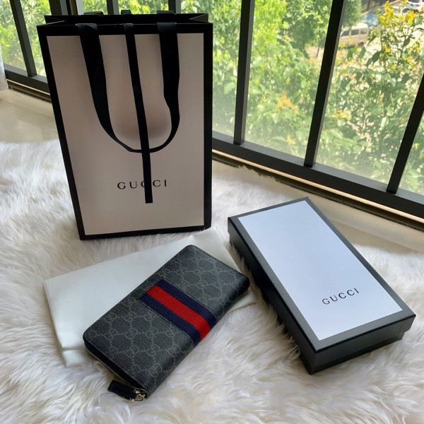 HOT SALE GUCCI LEATHER ZIP AROUND WALLET