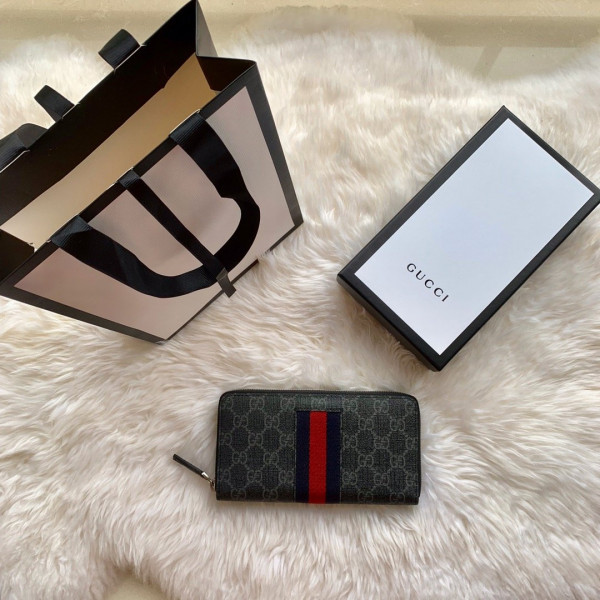 HOT SALE GUCCI LEATHER ZIP AROUND WALLET