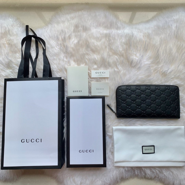 HOT SALE GUCCI LEATHER ZIP AROUND WALLET