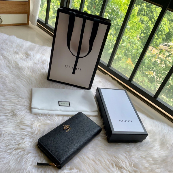 HOT SALE GUCCI LEATHER ZIP AROUND WALLET