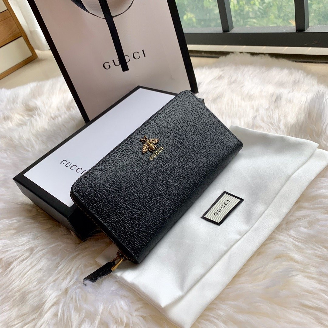 HOT SALE GUCCI LEATHER ZIP AROUND WALLET