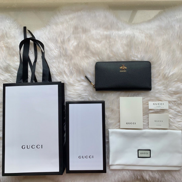 HOT SALE GUCCI LEATHER ZIP AROUND WALLET