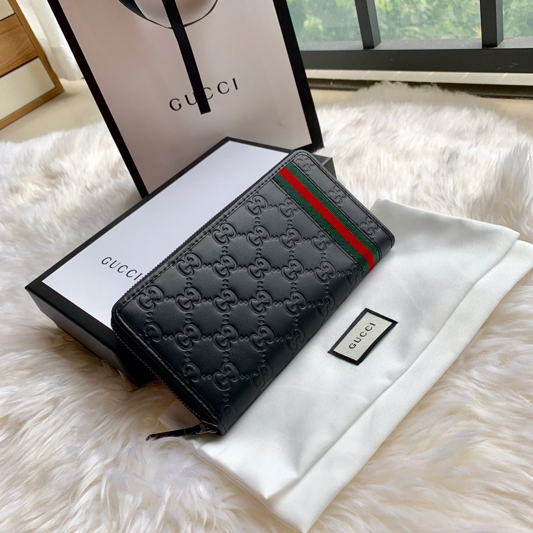 HOT SALE GUCCI LEATHER ZIP AROUND WALLET