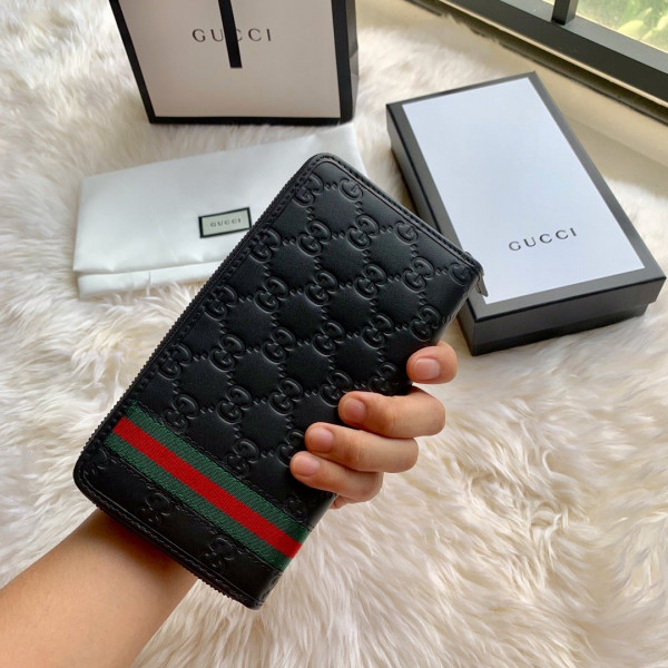 HOT SALE GUCCI LEATHER ZIP AROUND WALLET