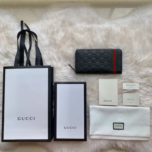 HOT SALE GUCCI LEATHER ZIP AROUND WALLET