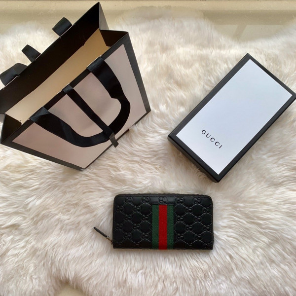 HOT SALE GUCCI LEATHER ZIP AROUND WALLET