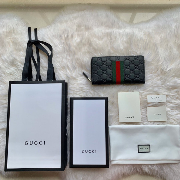 HOT SALE GUCCI LEATHER ZIP AROUND WALLET