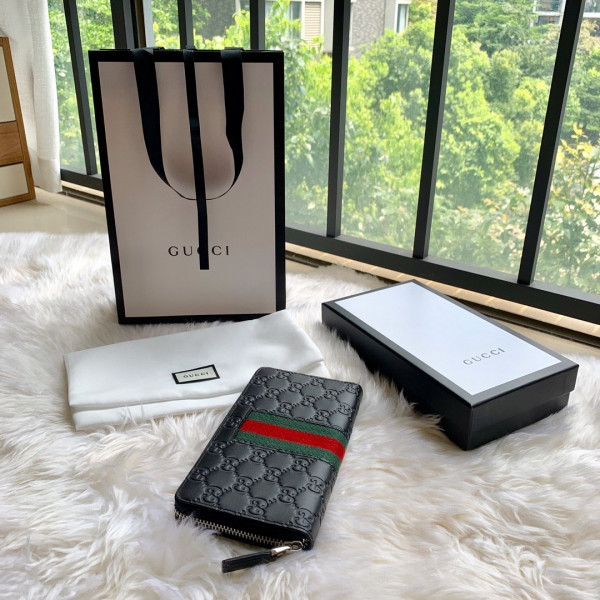 HOT SALE GUCCI LEATHER ZIP AROUND WALLET