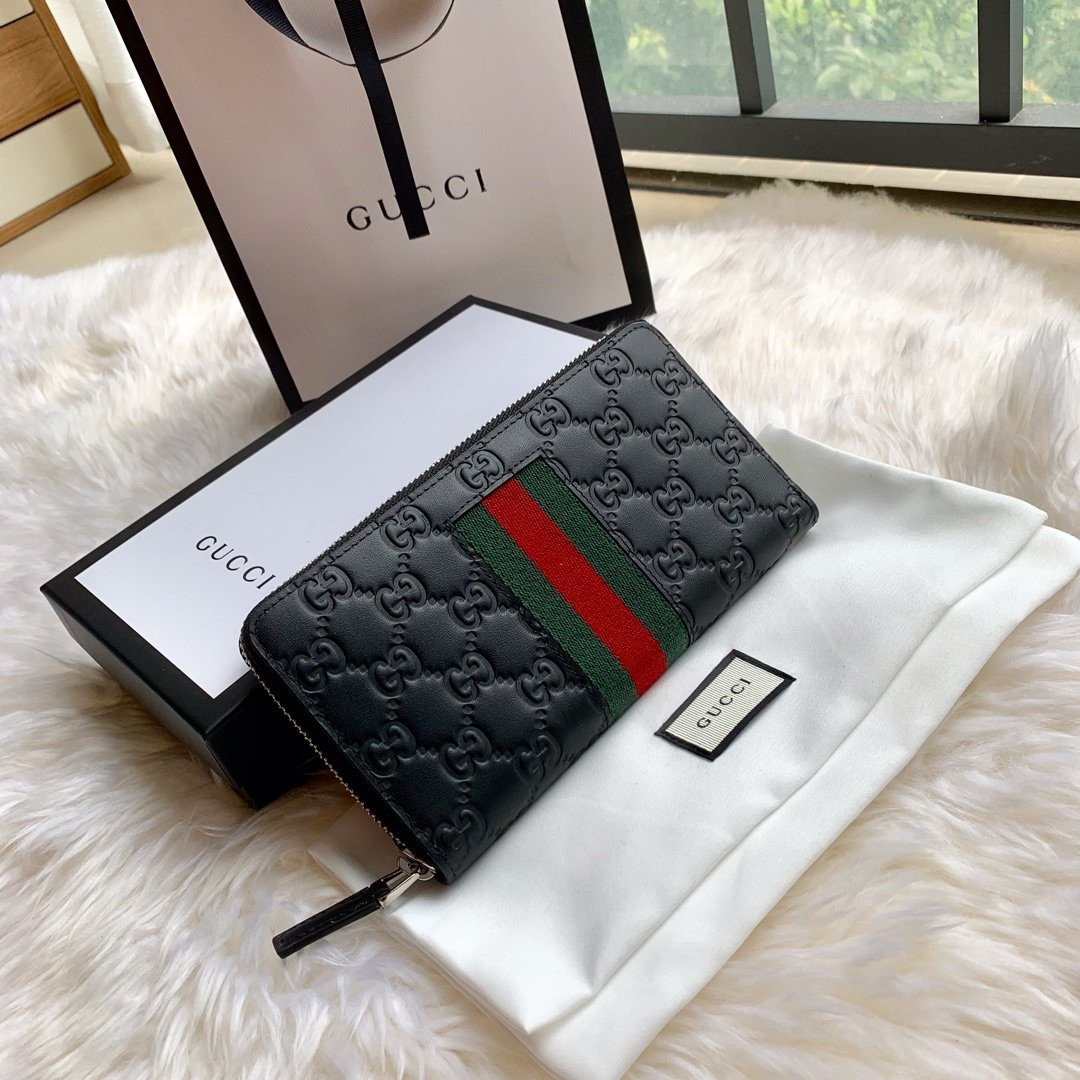 HOT SALE GUCCI LEATHER ZIP AROUND WALLET