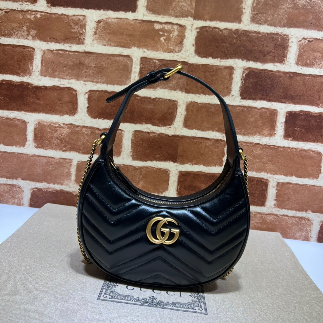 HOT SALE GUCCI GG Marmont half-moon-shaped mini bag