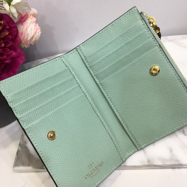 HOT SALE VALENTINO VSLING GRAINY CALFSKIN CARDHOLDER WITH ZIPPER