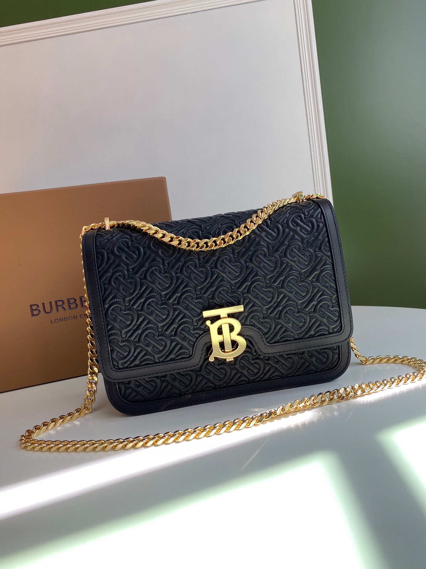 HOT SALE BURBERRY Medium Quilted Monogram Lambskin TB Bag