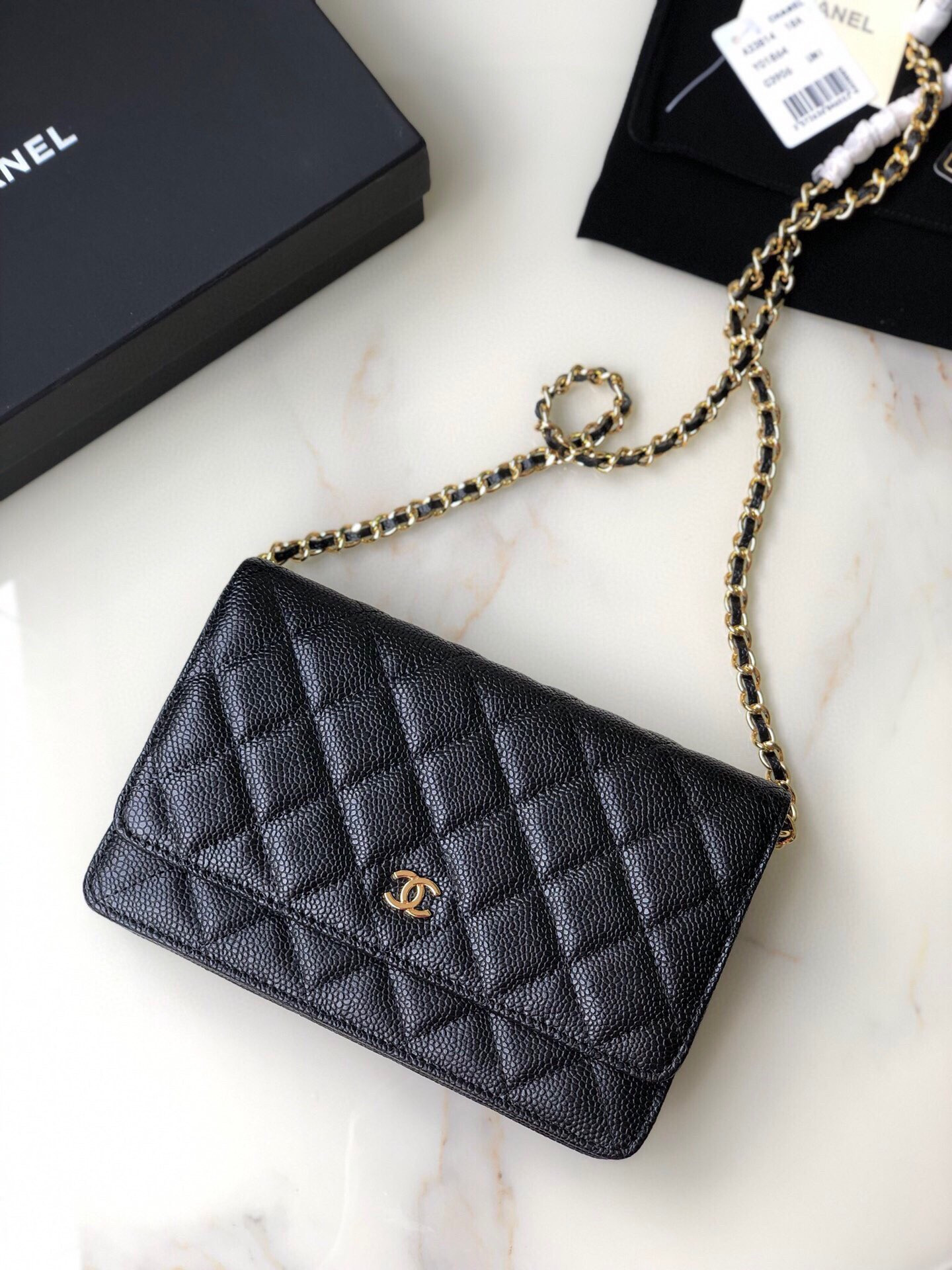 HOT SALE CL CHAIN WALLET CAVIAR