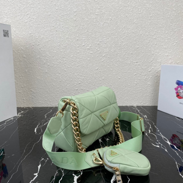 HOT SALE PRADA System nappa leather patchwork bag