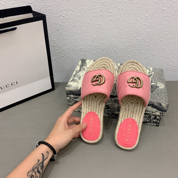 HOT SALE GUCCI Leather espadrille sandal