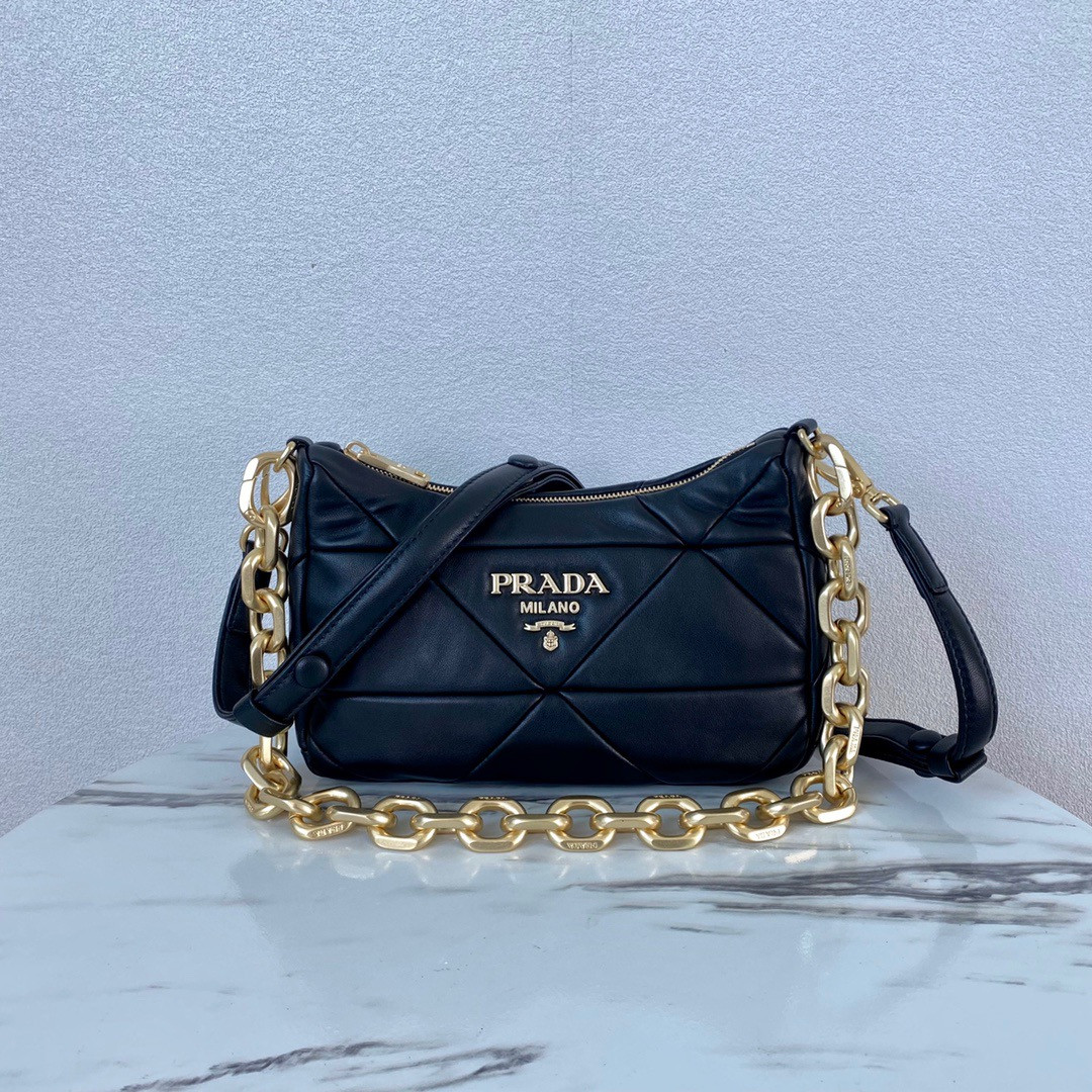 HOT SALE PRADA System nappa leather patchwork bag