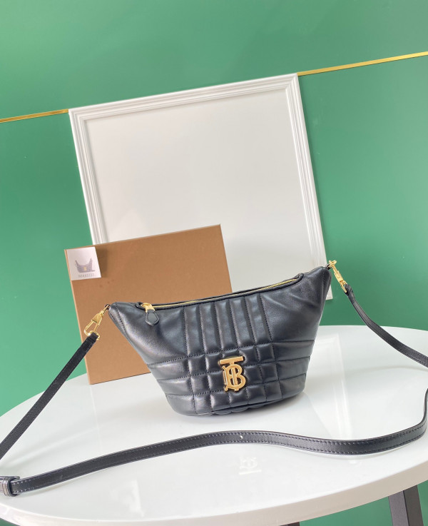 HOT SALE BURBERRY Small Quilted Lambskin Crescent Lola Bag