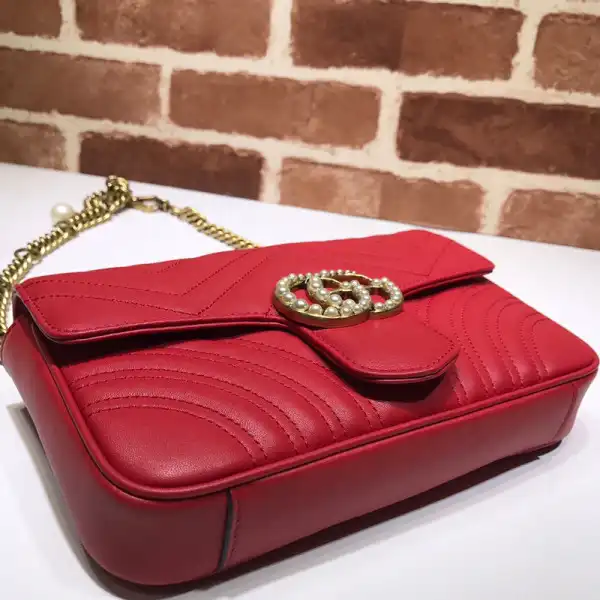 GUCCI GG Marmont Pearl Chain Belt Bag