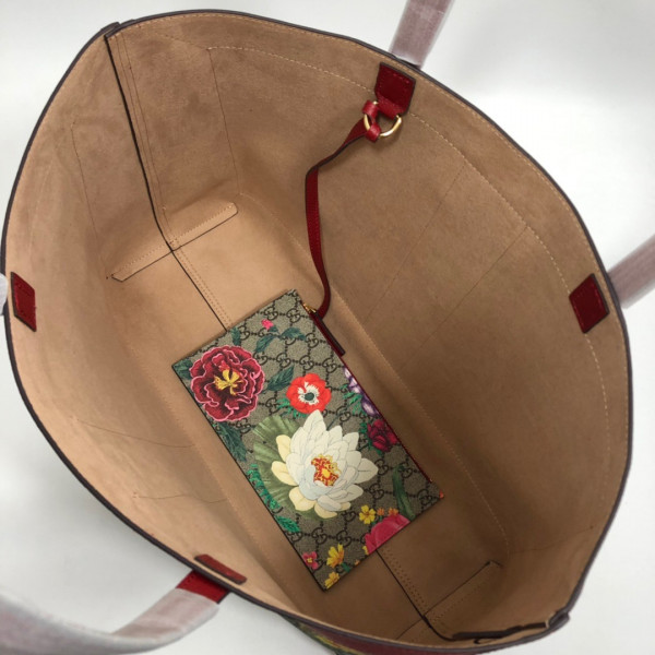 HOT SALE GUCCI GG Supreme Monogram Flora Web Large Ophidia Tote