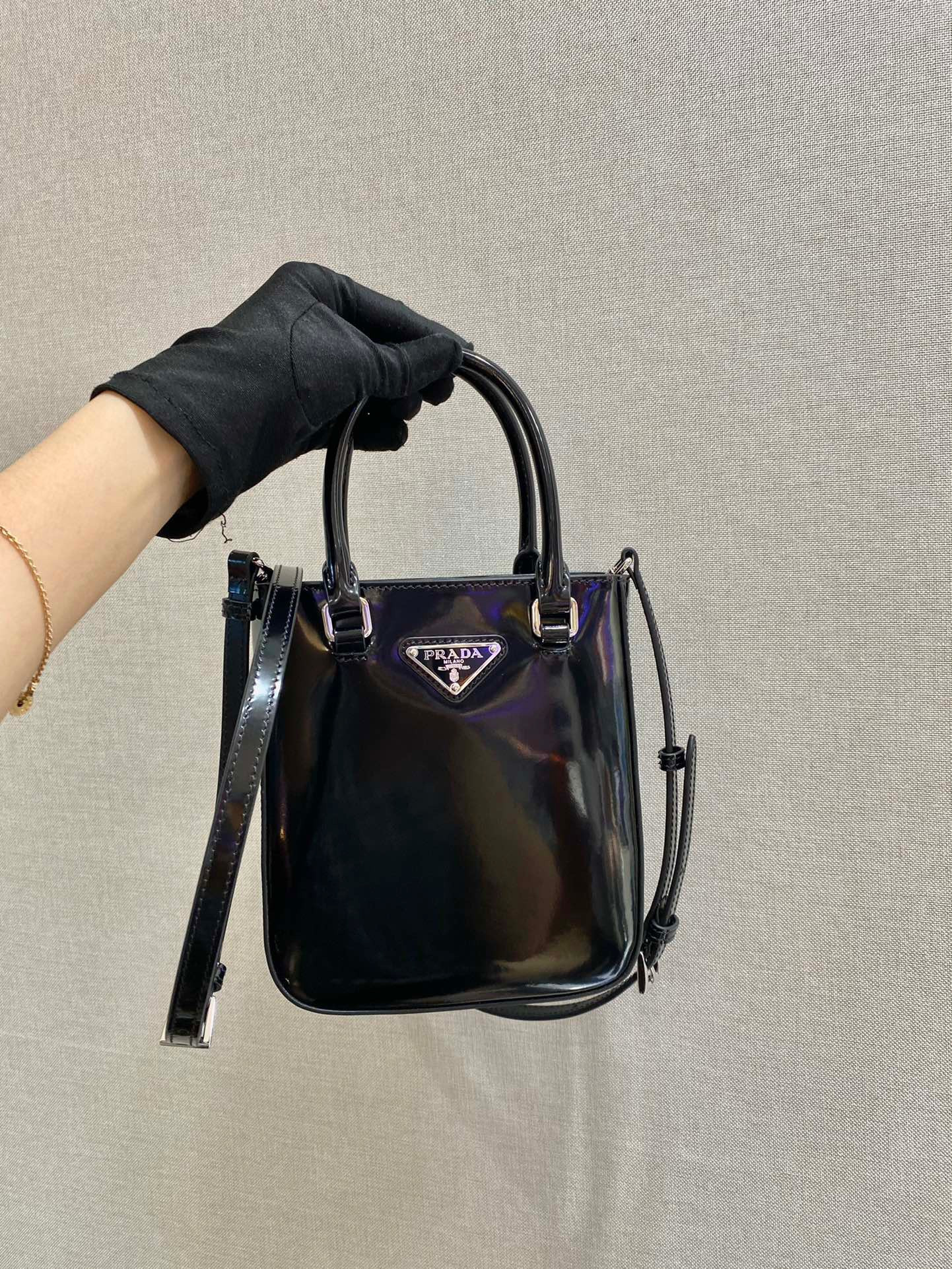 HOT SALE PRADA Small brushed leather tote