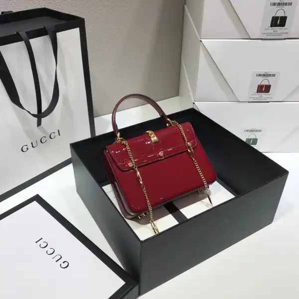 Yupoo bagsoffer GUCCI Sylvie 1969 patent leather mini top handle bag