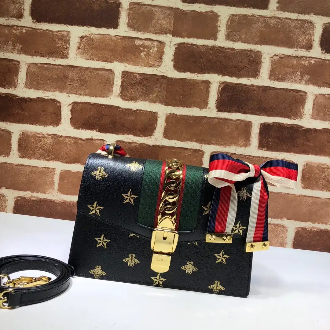 First bag ru GUCCI Sylvie Bee Star small shoulder bag