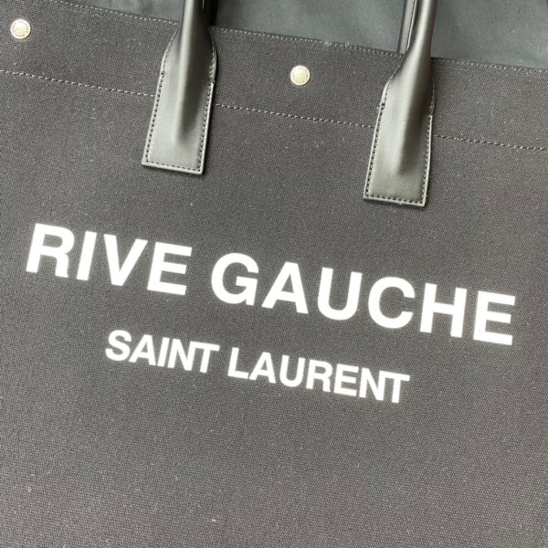 HOT SALE YSL RIVE GAUCHE TOTE BAG IN PRINTED LINEN AND LEATHER