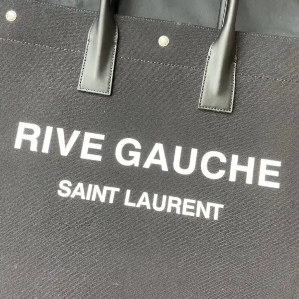 YSL RIVE GAUCHE TOTE BAG IN PRINTED LINEN AND LEATHER