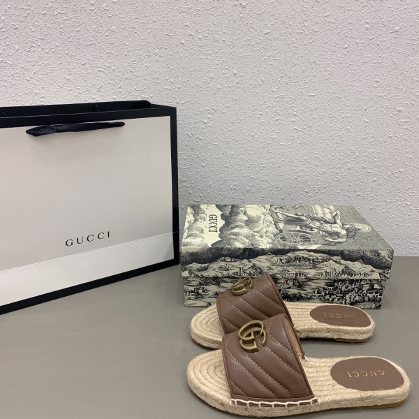 HOT SALE GUCCI Leather espadrille sandal