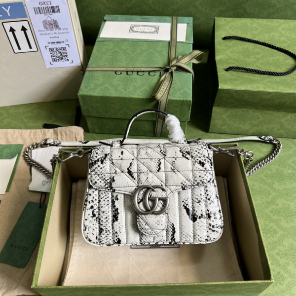 HOT SALE GUCCI GG Marmont python mini top handle bag