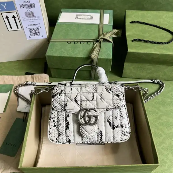 GUCCI GG Marmont python mini top handle bag