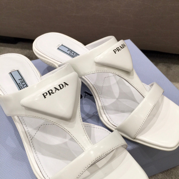 HOT SALE PRADA Brushed leather high-heeled thong sandals