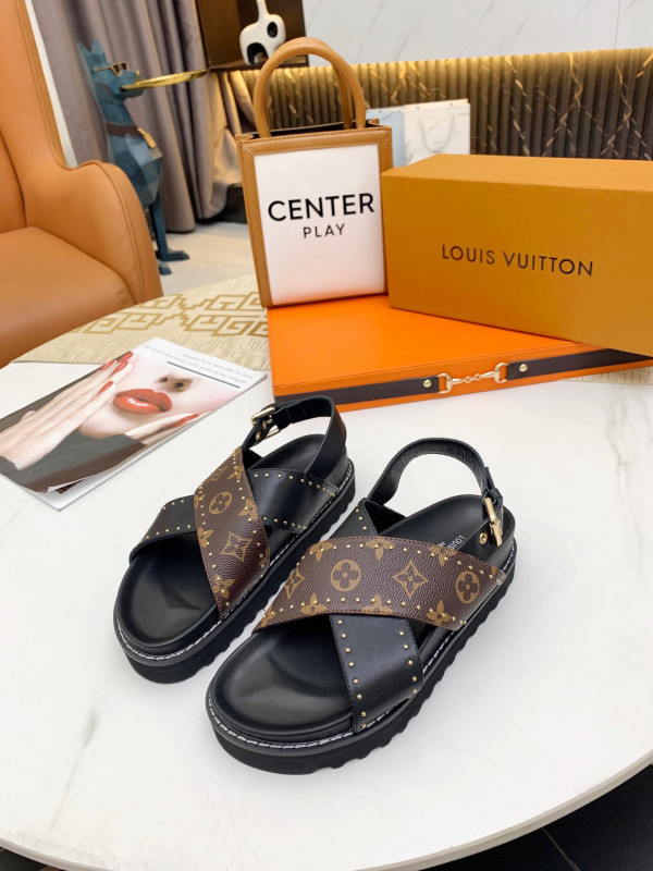 HOT SALE LOUIS VUITTON WOMEN"S PASEO FLAT COMFORT SANDAL