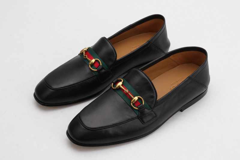 HOT SALE GUCCI Men's leather Horsebit loafer with Web