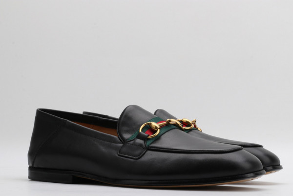 HOT SALE GUCCI Men's leather Horsebit loafer with Web