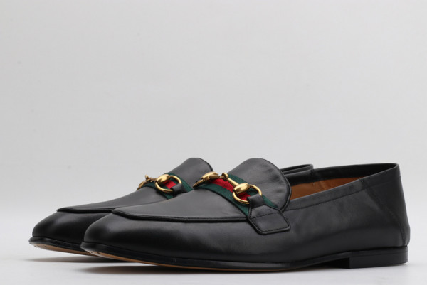 HOT SALE GUCCI Men's leather Horsebit loafer with Web