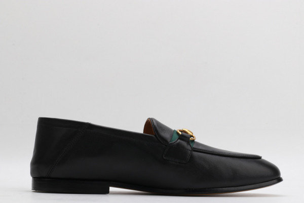 HOT SALE GUCCI Men's leather Horsebit loafer with Web