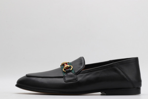 HOT SALE GUCCI Men's leather Horsebit loafer with Web