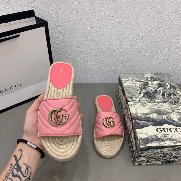 HOT SALE GUCCI Leather espadrille sandal