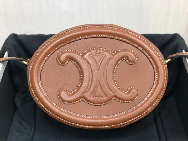 OVAL BAG CUIR TRIOMPHE IN TRIOMPHE CANVAS AND CALFSKIN TAN