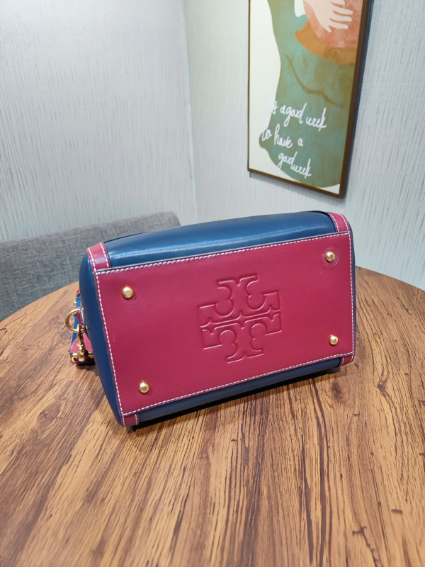 HOT SALE TORY BURCH jacquard wine barrel bag