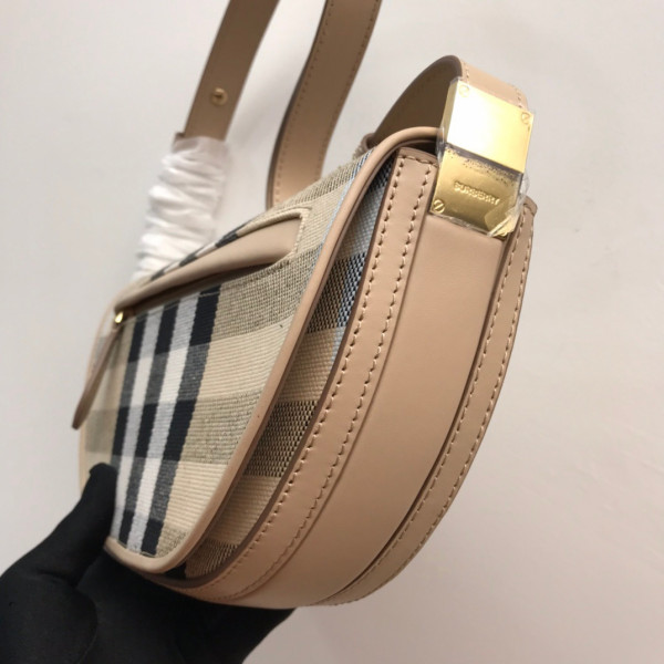 HOT SALE BURBERRY Small Check Canvas and Leather Olympia Bag